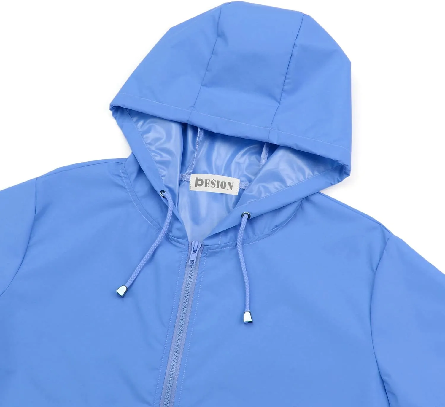 PESION Women's Waterproof Raincoat Lightweight Rain Jacket Hooded Windbreaker with Pocket for Outdoor