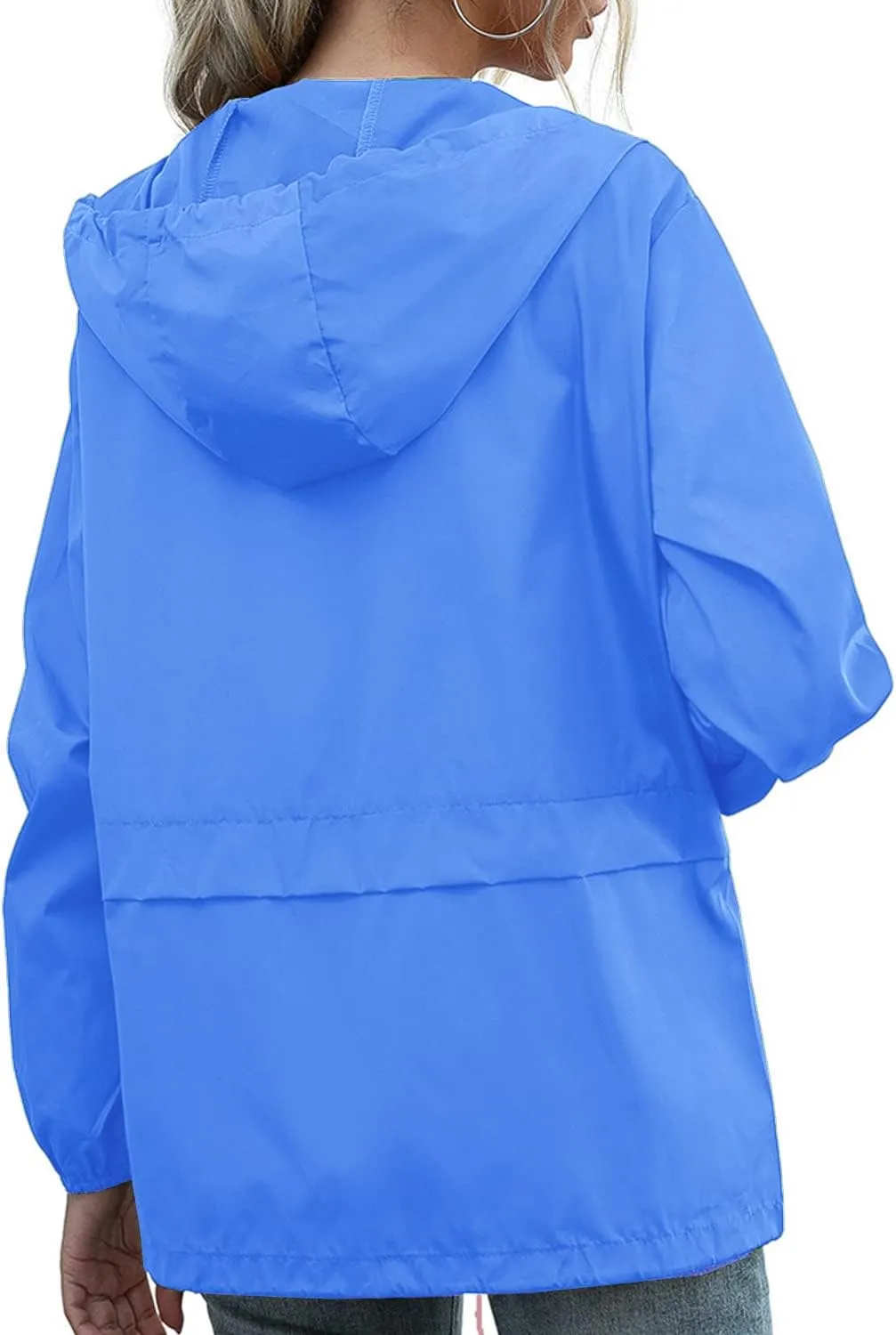 PESION Women's Waterproof Raincoat Lightweight Rain Jacket Hooded Windbreaker with Pocket for Outdoor