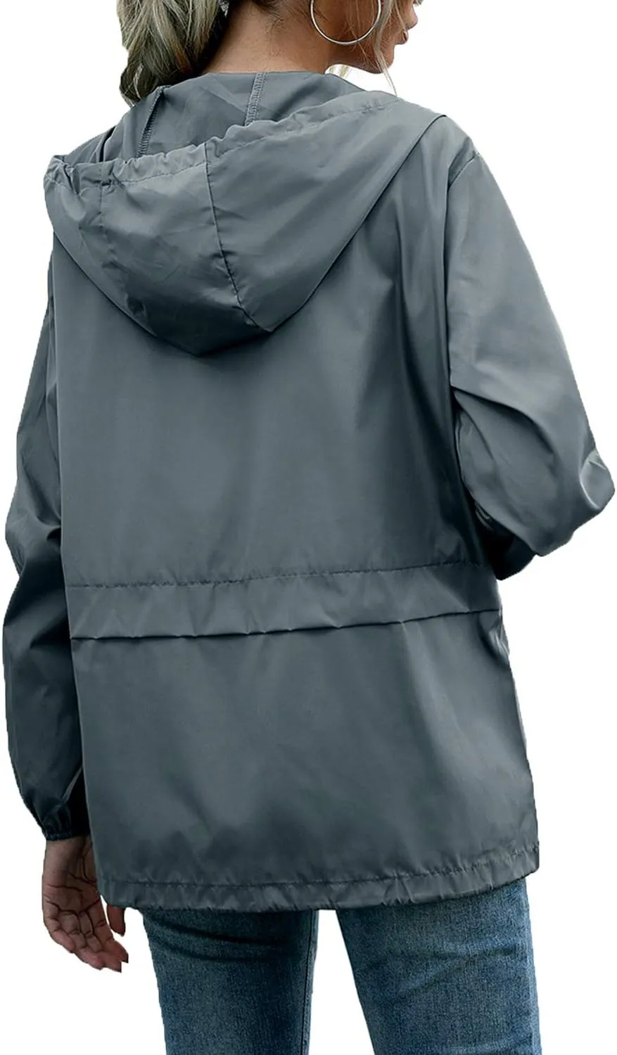 PESION Women's Waterproof Raincoat Lightweight Rain Jacket Hooded Windbreaker with Pocket for Outdoor