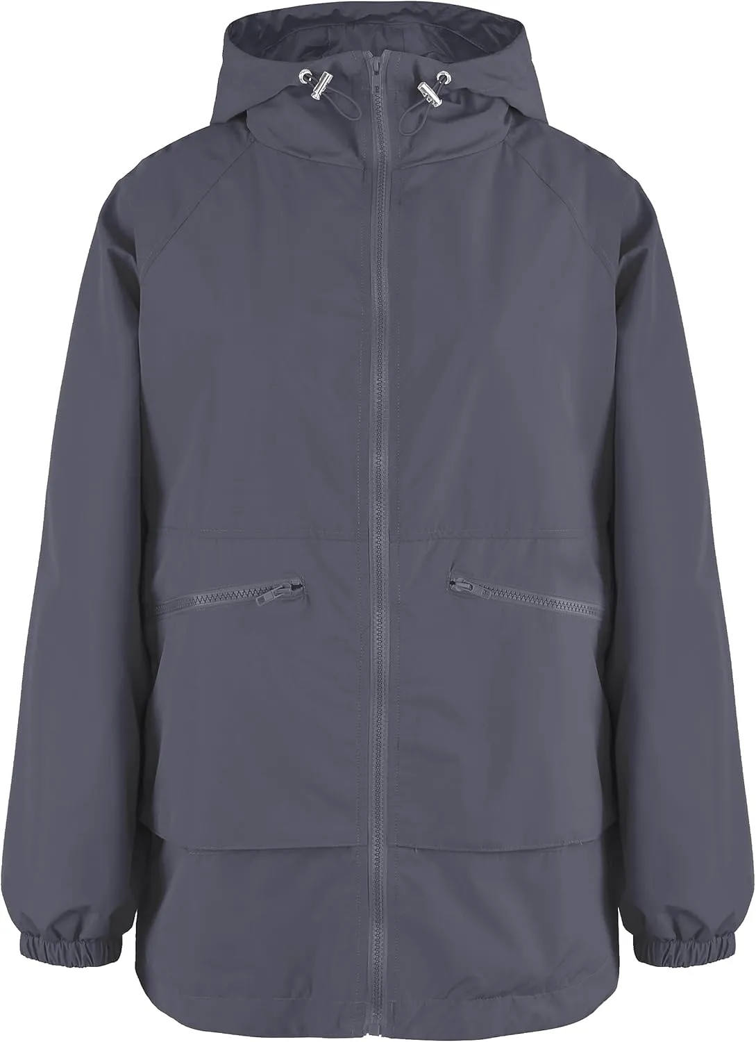 PESION Womens Waterproof Raincoat Lightweight Rain Jacket Trench Coat Hooded Windbreaker With Pockets for Outdoor