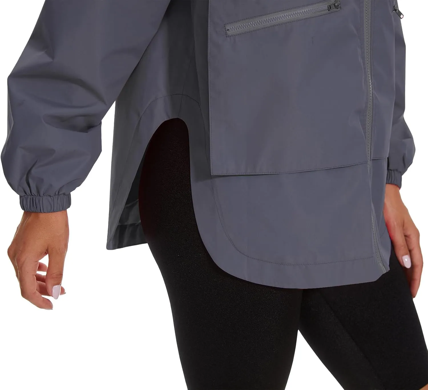 PESION Womens Waterproof Raincoat Lightweight Rain Jacket Trench Coat Hooded Windbreaker With Pockets for Outdoor