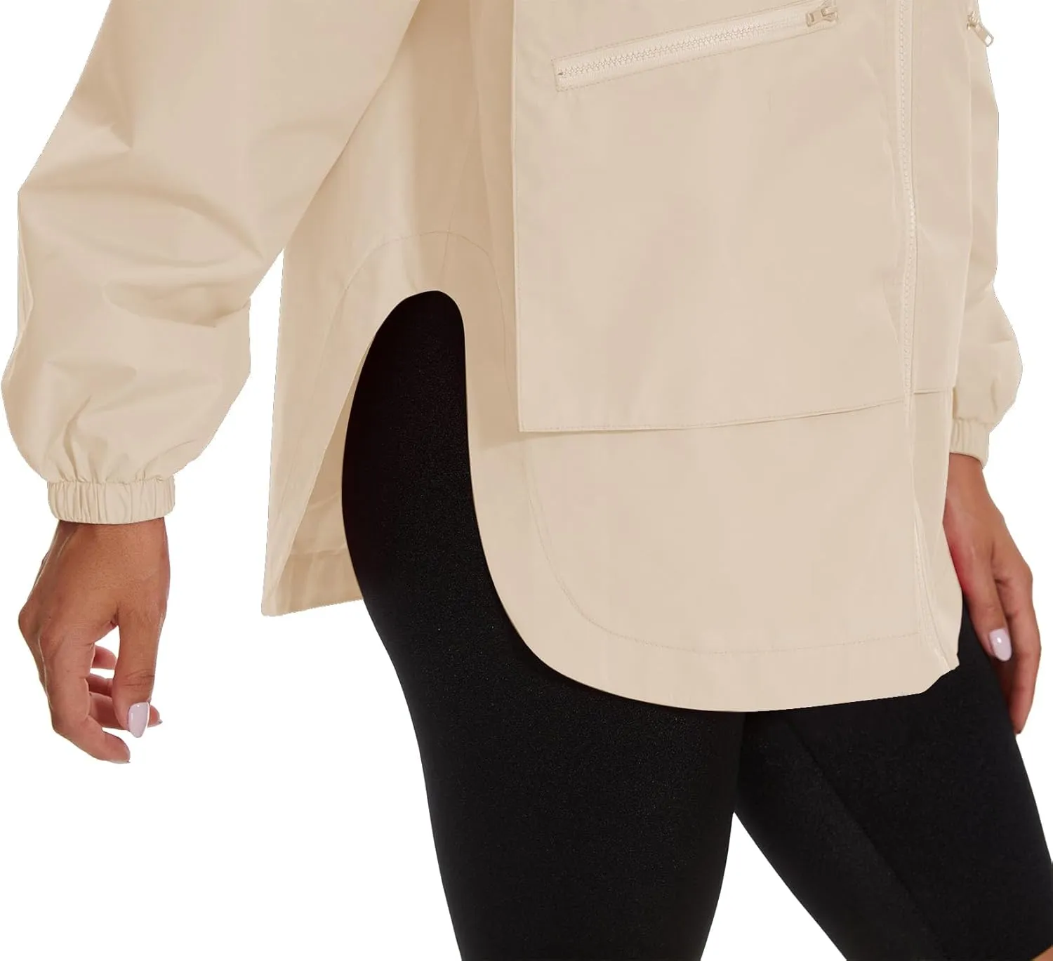 PESION Womens Waterproof Raincoat Lightweight Rain Jacket Trench Coat Hooded Windbreaker With Pockets for Outdoor