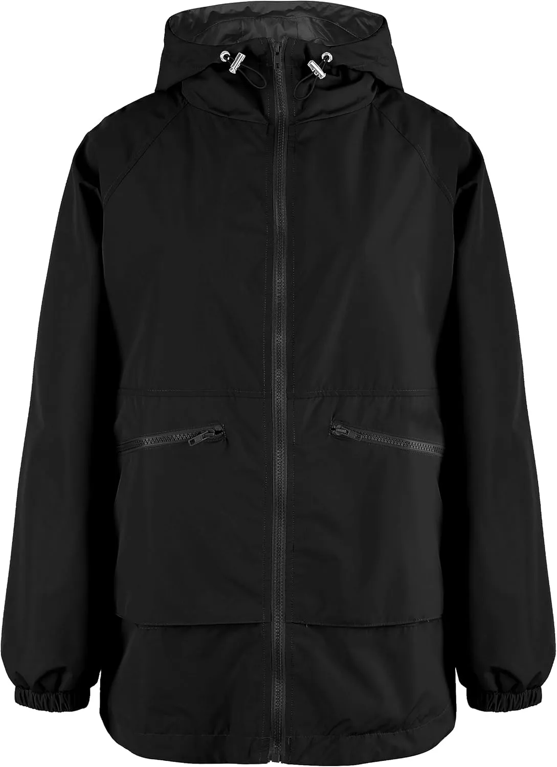PESION Womens Waterproof Raincoat Lightweight Rain Jacket Trench Coat Hooded Windbreaker With Pockets for Outdoor