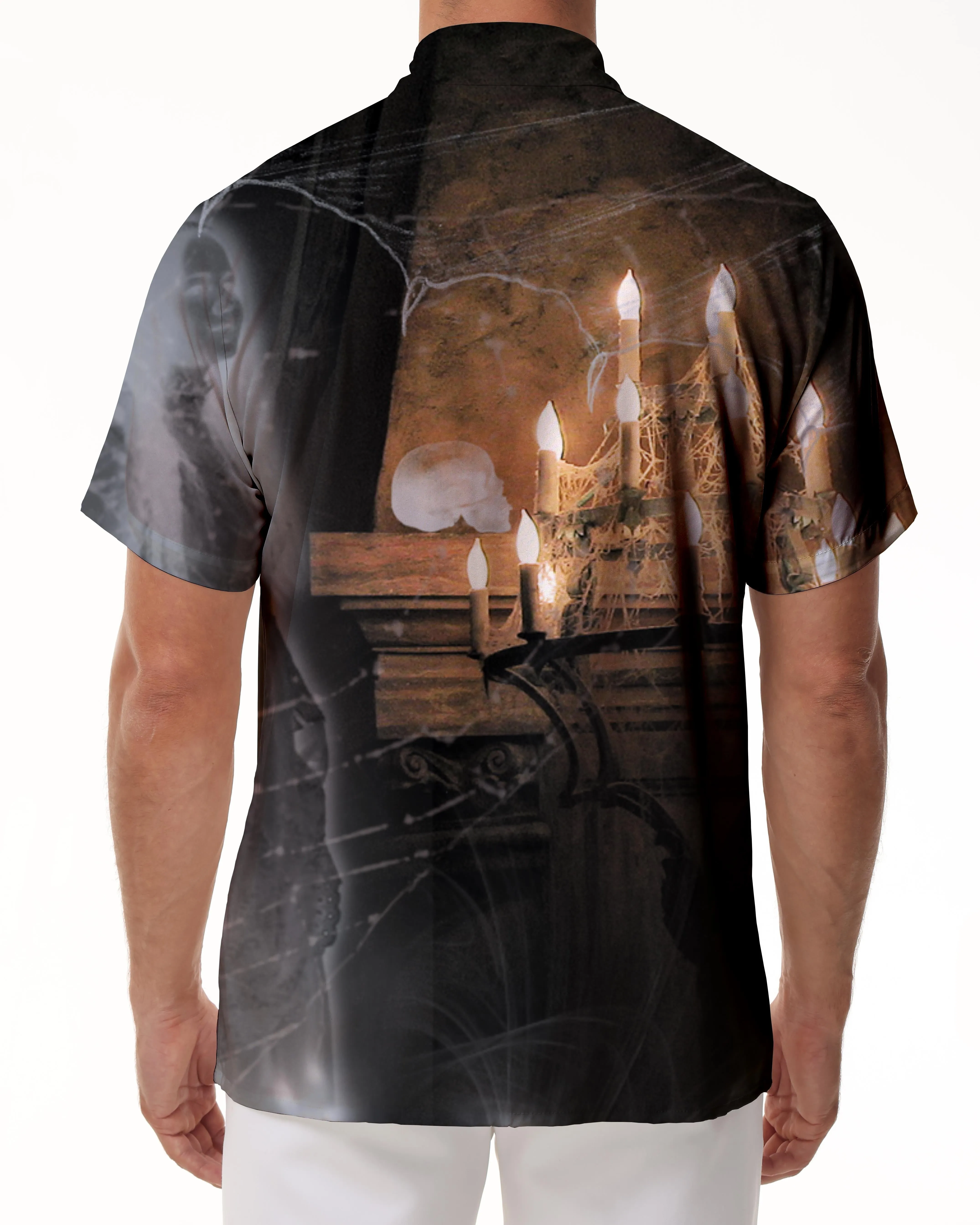 Piano Skull Candle Print Hawaiian Lining Trendy Tropical Summer Clothing Men's Retro Beachwear