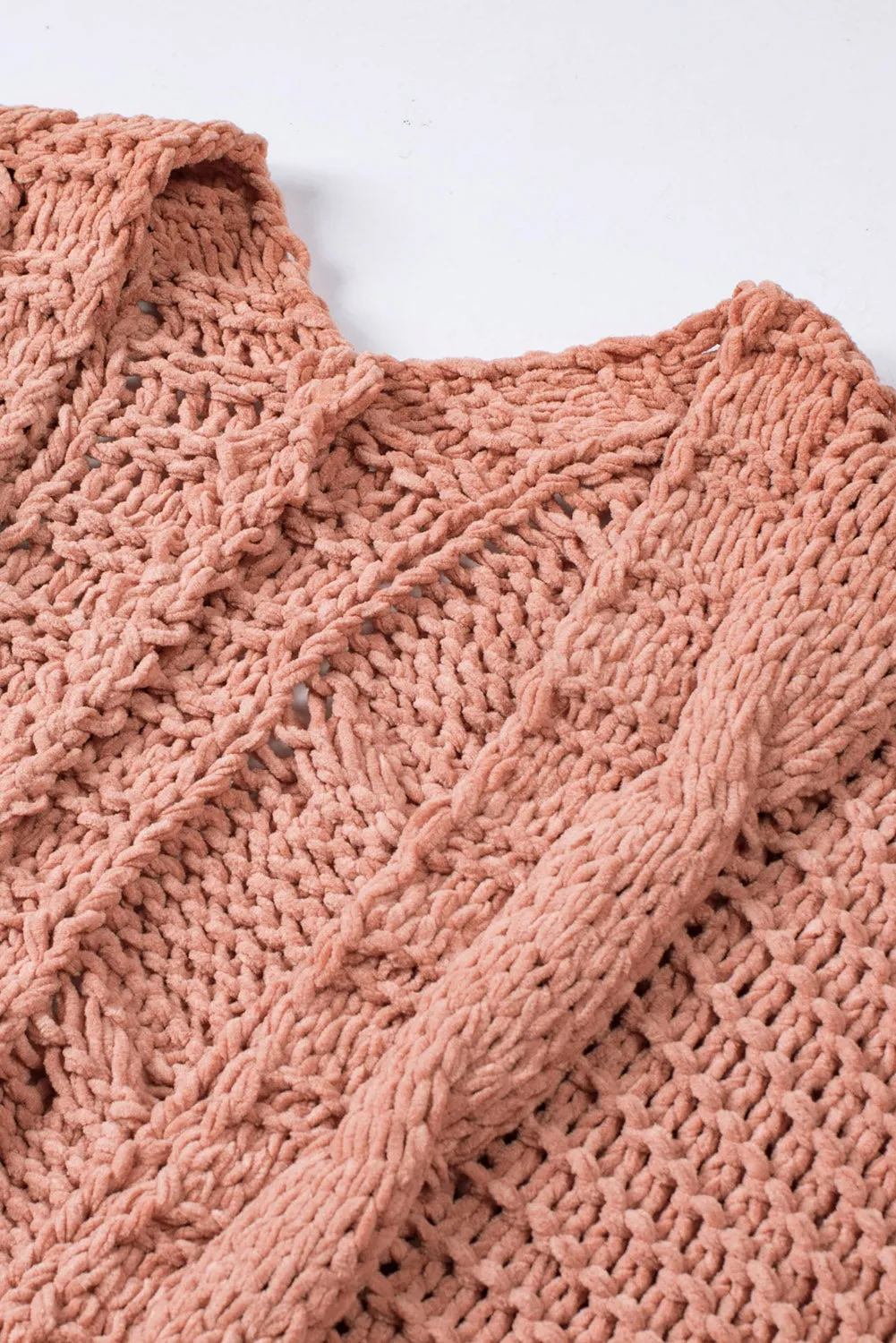 Pink Chunky Knit Pocketed Cardigan
