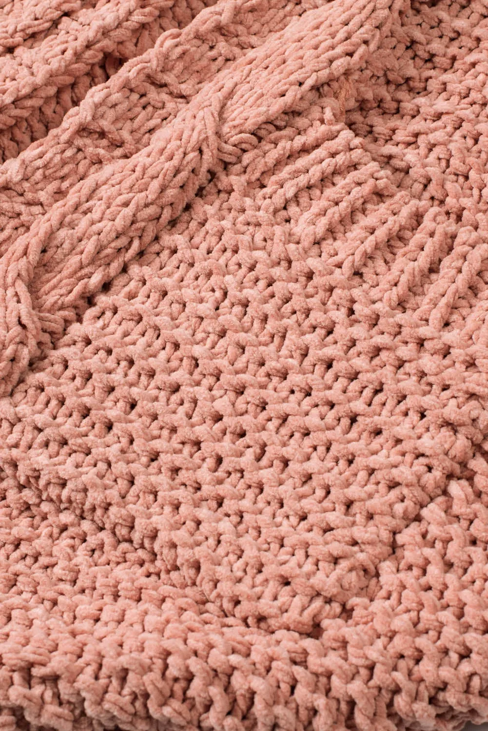 Pink Chunky Knit Pocketed Cardigan