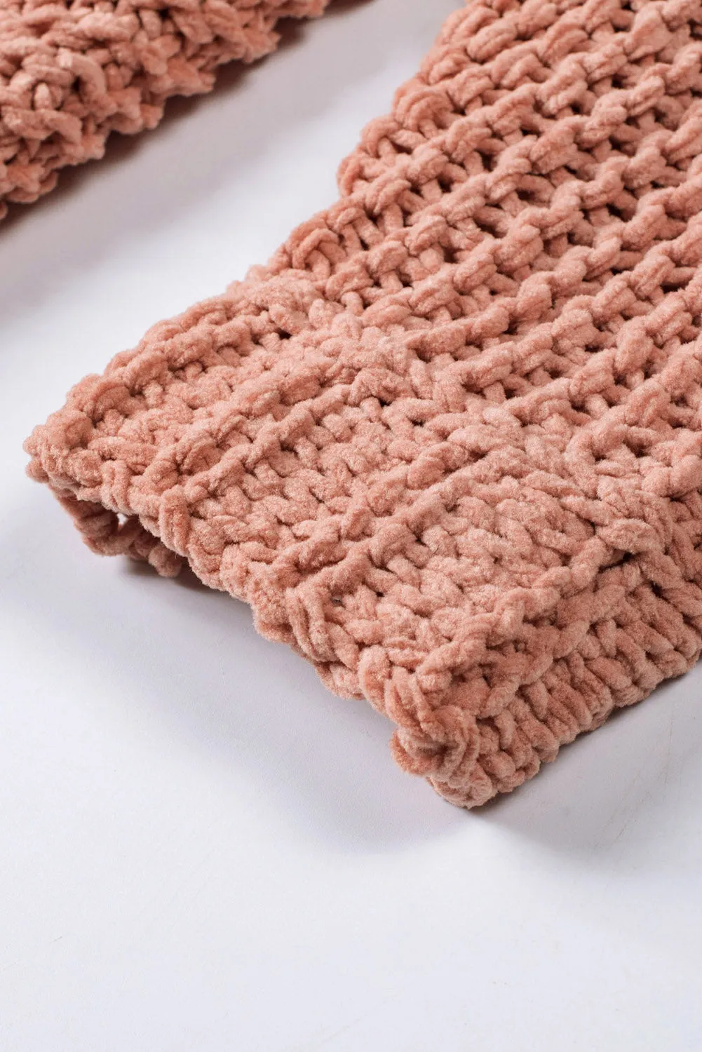 Pink Chunky Knit Pocketed Cardigan