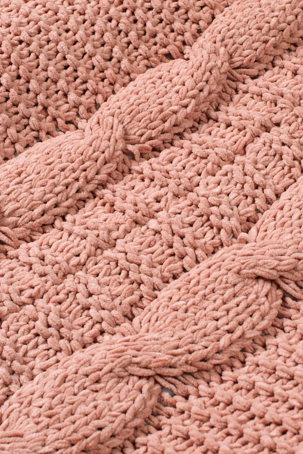 Pink Chunky Knit Pocketed Cardigan