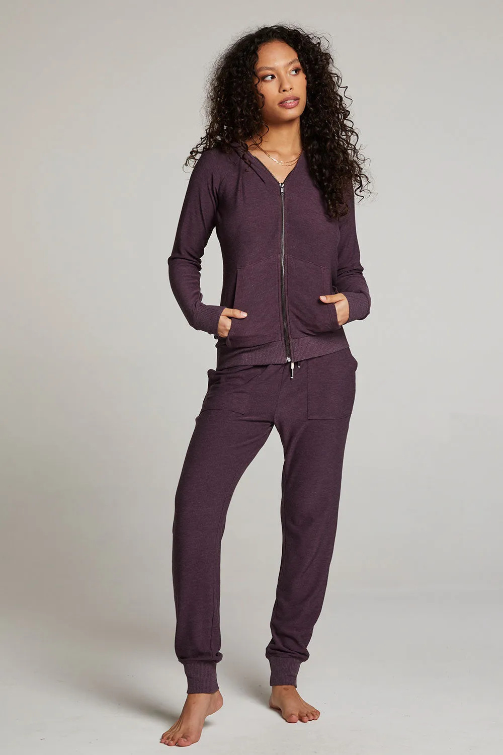 Plum Perfect Long Sleeve Raglan Zip Up Hoodie