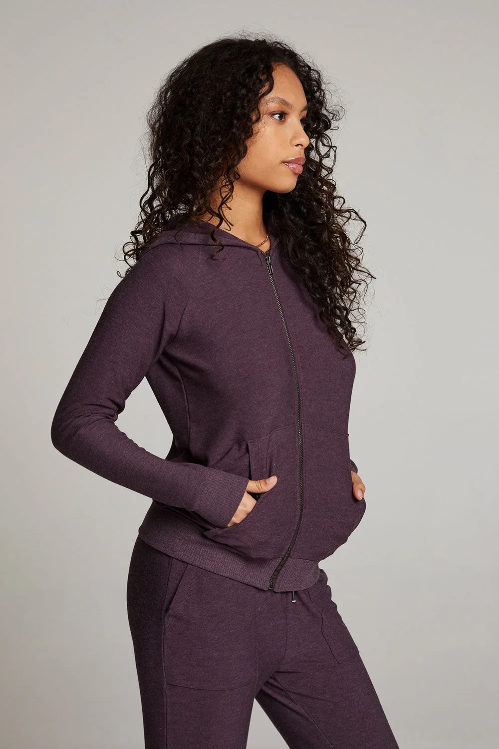 Plum Perfect Long Sleeve Raglan Zip Up Hoodie