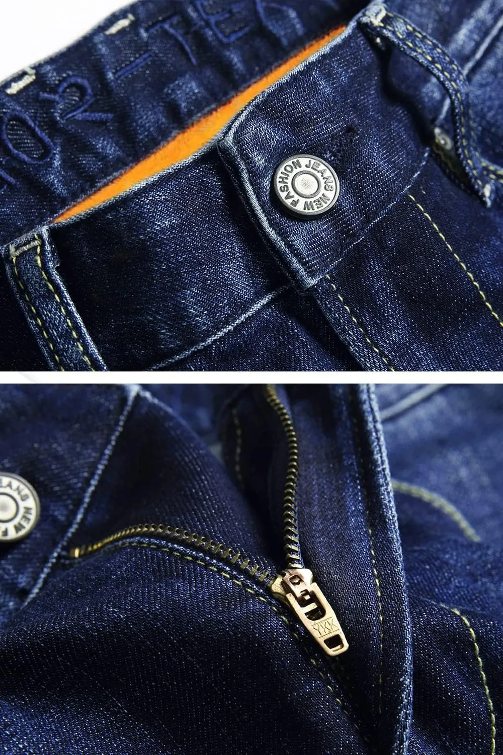 Qazel Vorrlon Men's Fleece Lined Jeans Winter Warm Flannel Skinny Slim Fit Stretch Denim Pants