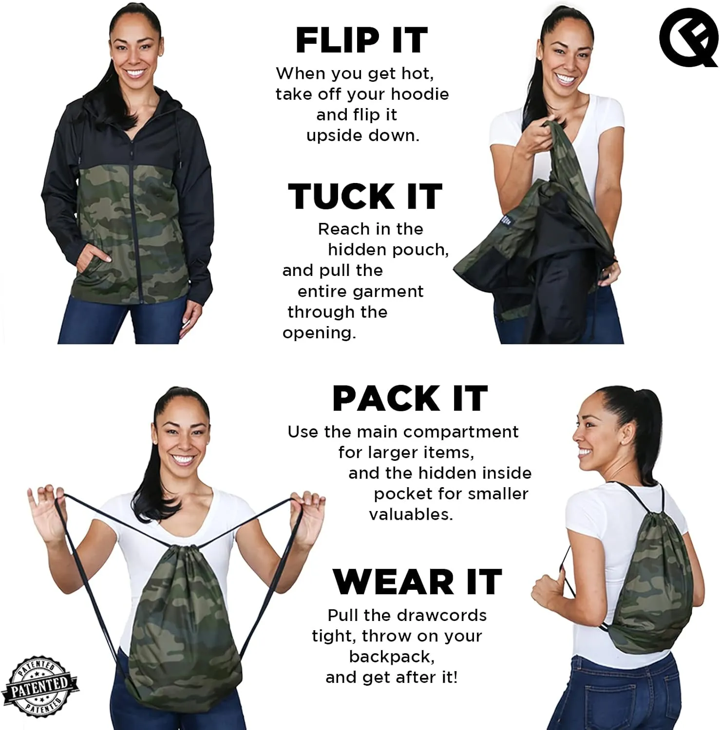 Quikflip 2-in-1 Reversible Backpack Jacket (As Seen on Shark Tank) Unisex Dryflip Windbreaker