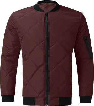Quilted Insulated Jacket Mens Lightweight Puffer Jacket Zip up Padded Coat Warm Down Jacket Casual Winter Coats