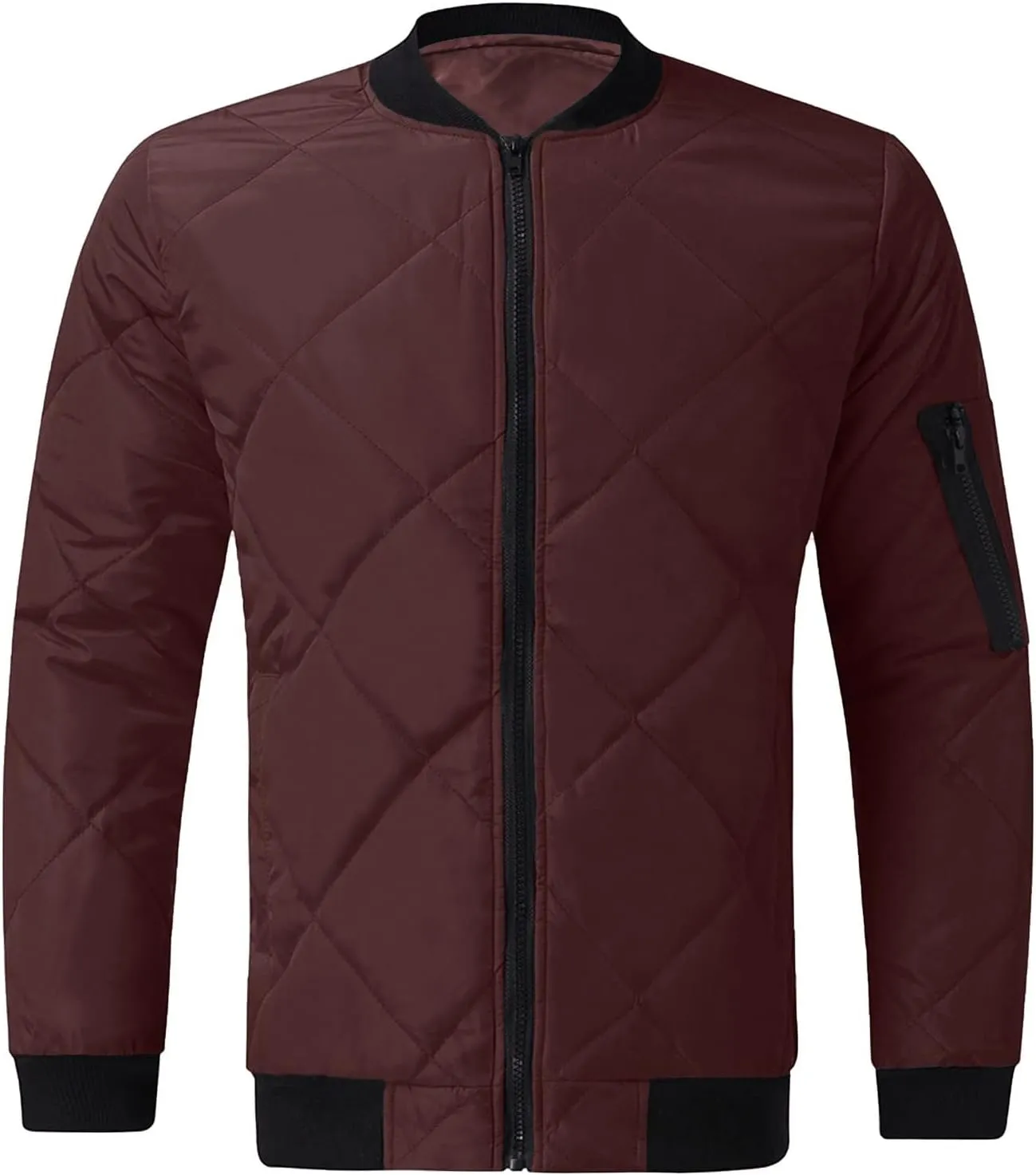 Quilted Insulated Jacket Mens Lightweight Puffer Jacket Zip up Padded Coat Warm Down Jacket Casual Winter Coats