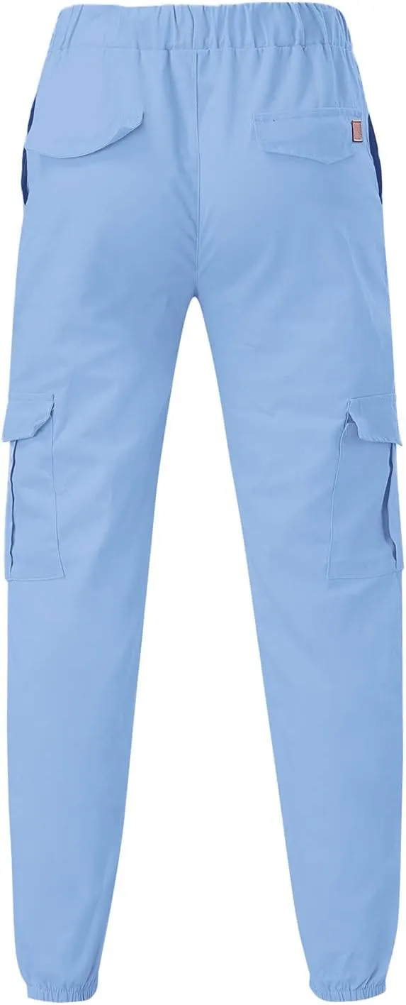 QWENTMTNTY Men Cargo Pants Casual Elastic Waist Slim Fit Workout Joggers Big Tall Outdoor Athletic Hiking Sweatpants Pockets