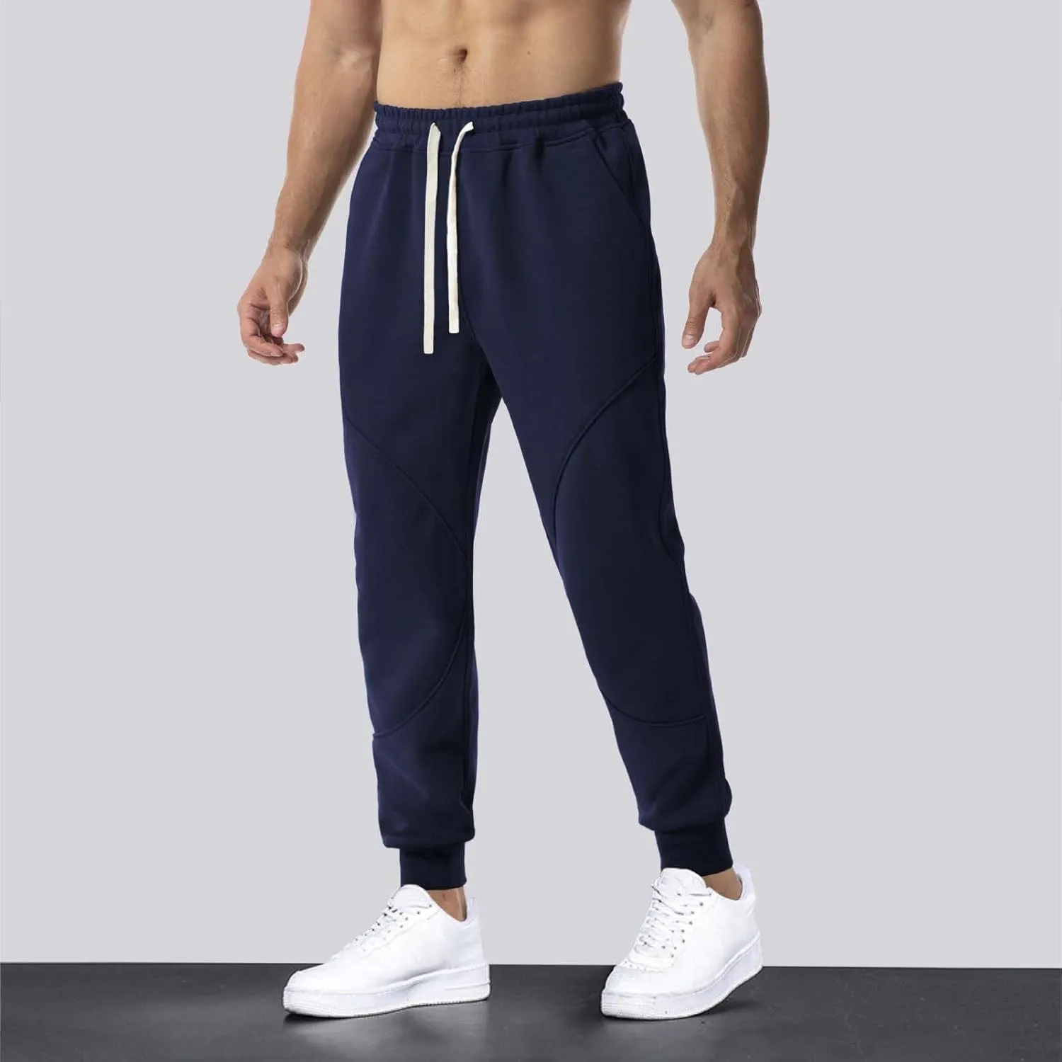 QWENTMTNTY Mens Slim Fit Joggers Sweatpants Athletic Workout Gym Pants Patchwork Big and Tall Comfy Cotton Sweat Pants