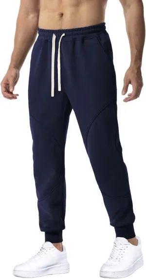 QWENTMTNTY Mens Slim Fit Joggers Sweatpants Athletic Workout Gym Pants Patchwork Big and Tall Comfy Cotton Sweat Pants