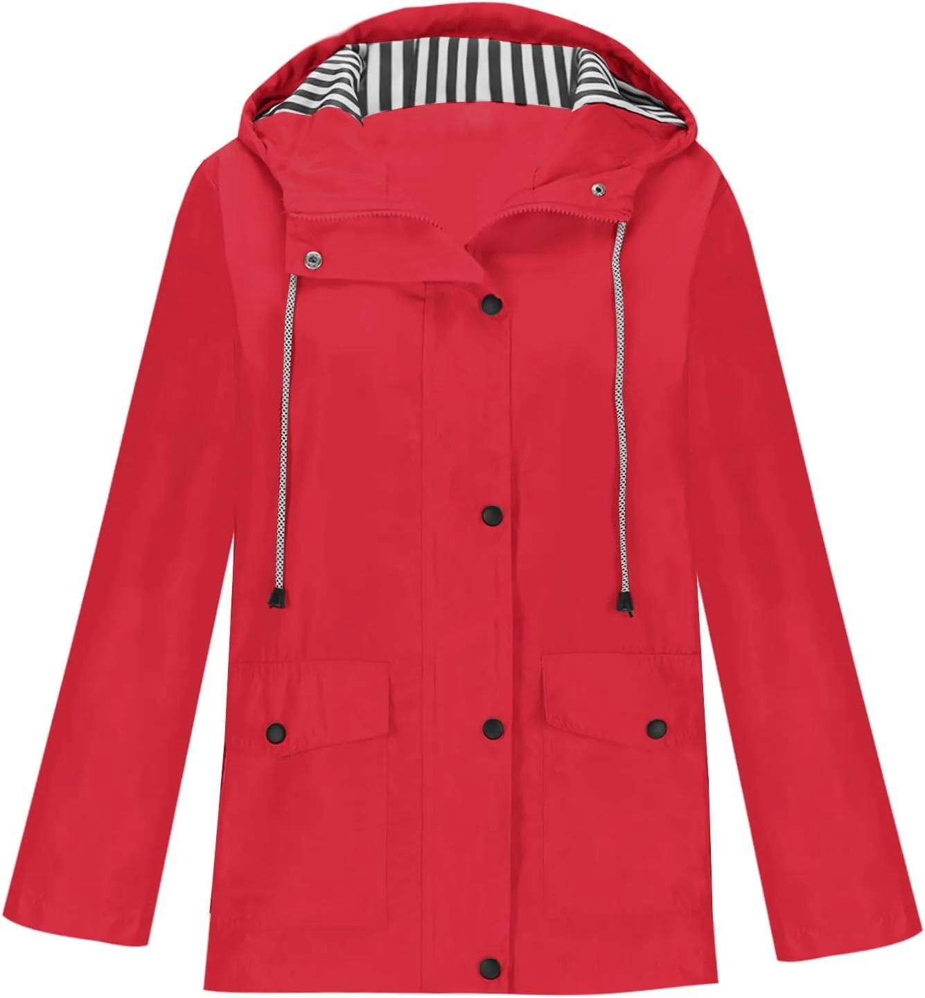 Rain Jacket for Women Lightweight Hooded Raincoat Waterproof Outdoor Travel Hiking Windbreaker Jacket Trench Coats