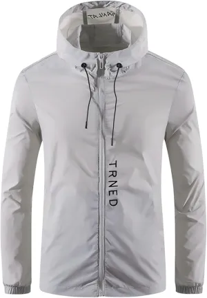 Rain Jacket Men Waterproof Windbreaker Lightweight Hooded Raincoat Full Zip Sun Protection Hoodie for Hiking Fishing