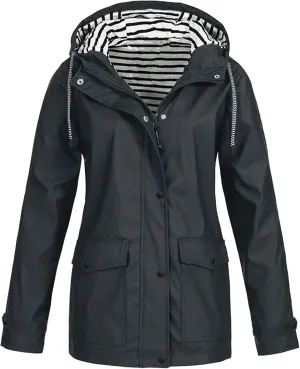Raincoat for Women Waterproof with Hood Packable Long Trench Coats Windbreaker Travel Climbing Outdoor Jackets