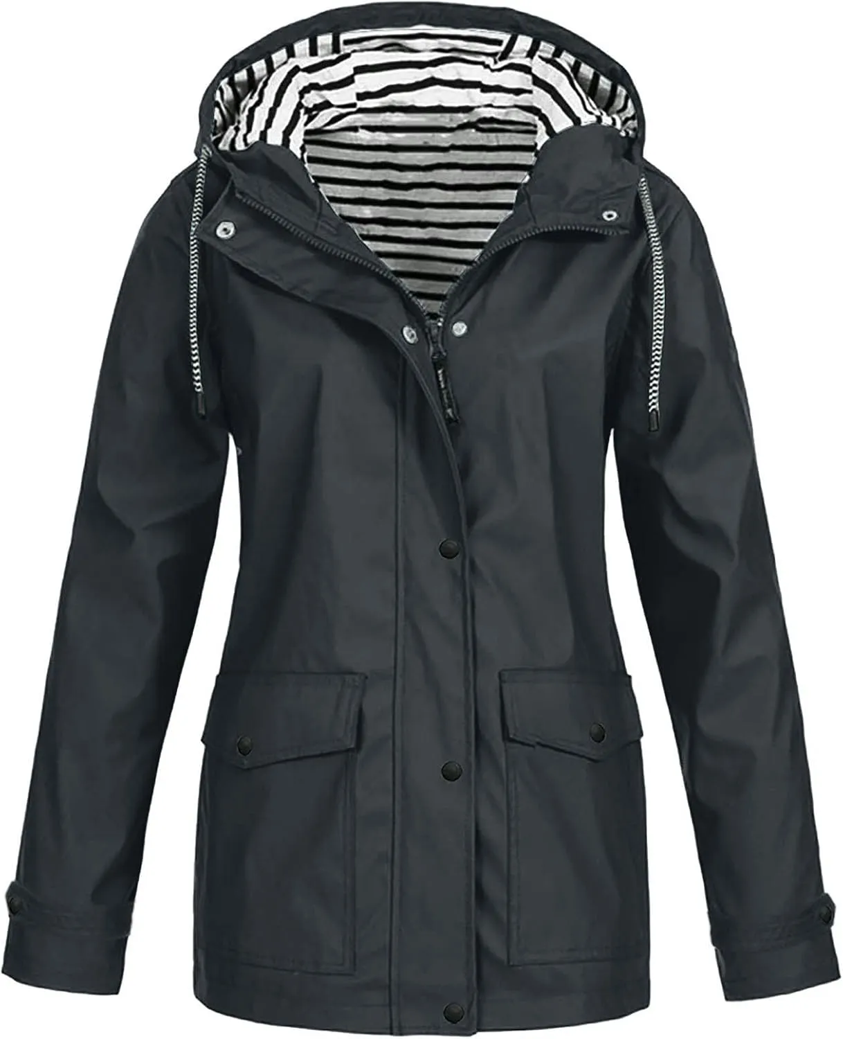 Raincoat for Women Waterproof with Hood Packable Long Trench Coats Windbreaker Travel Climbing Outdoor Jackets