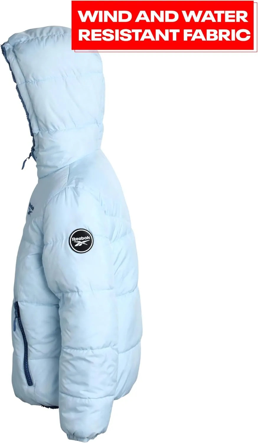 Reebok Girls' Winter Jacket  Reversible Quilted Puffer Coat with Sherpa Fleece Lining  Reversible Jacket for Girls (4-16)