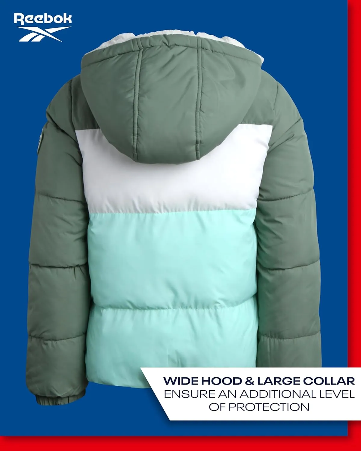 Reebok Girls' Winter Jacket  Reversible Quilted Puffer Coat with Sherpa Fleece Lining  Reversible Jacket for Girls (4-16)