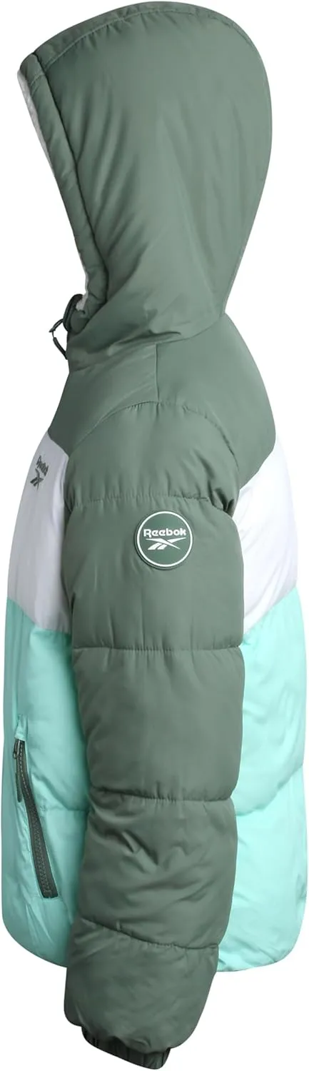 Reebok Girls' Winter Jacket  Reversible Quilted Puffer Coat with Sherpa Fleece Lining  Reversible Jacket for Girls (4-16)