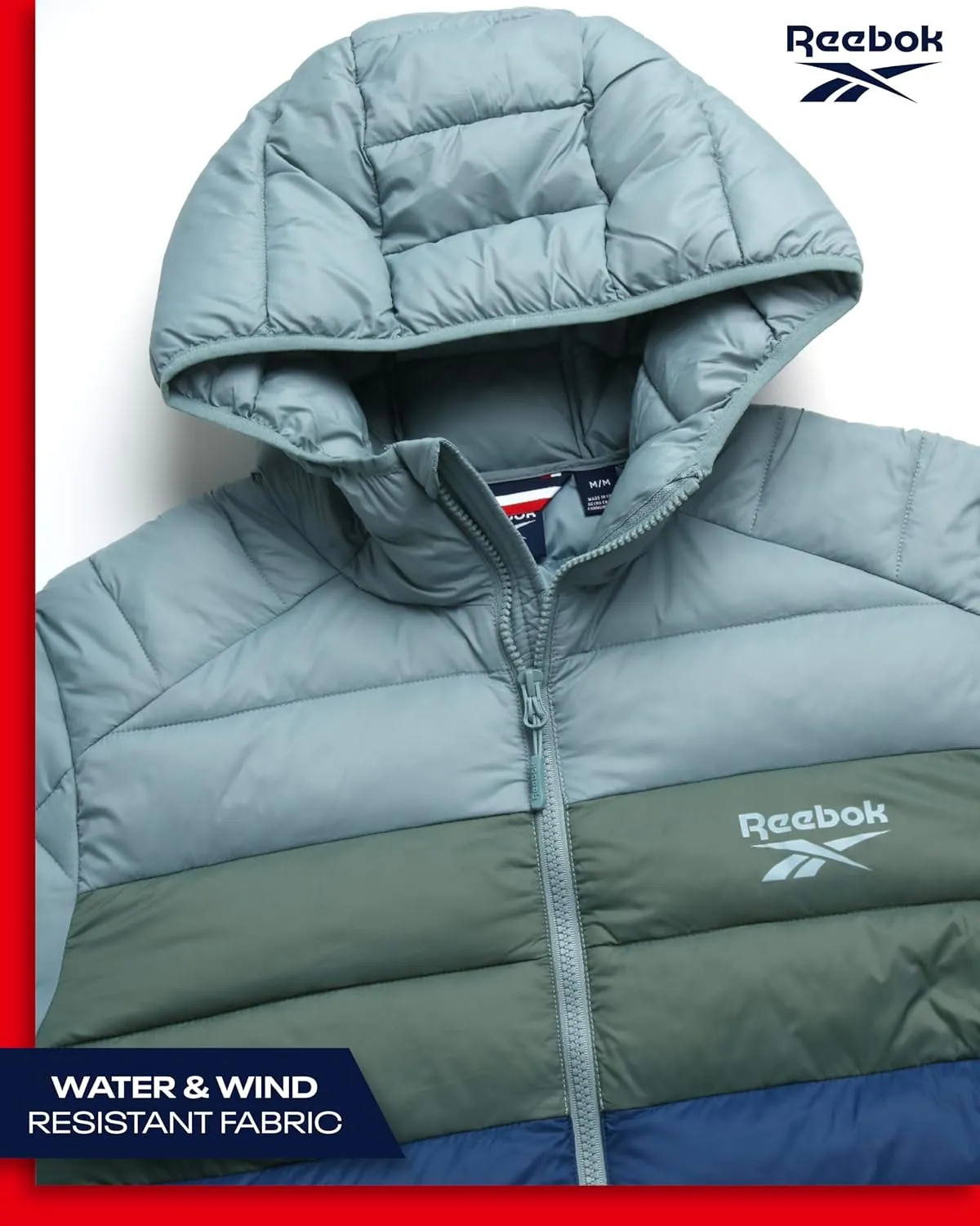 Reebok Men's Jacket  Lightweight Hooded Quilted Puffer Coat  Warm Insulated Winter Jacket for Men (S-4X)