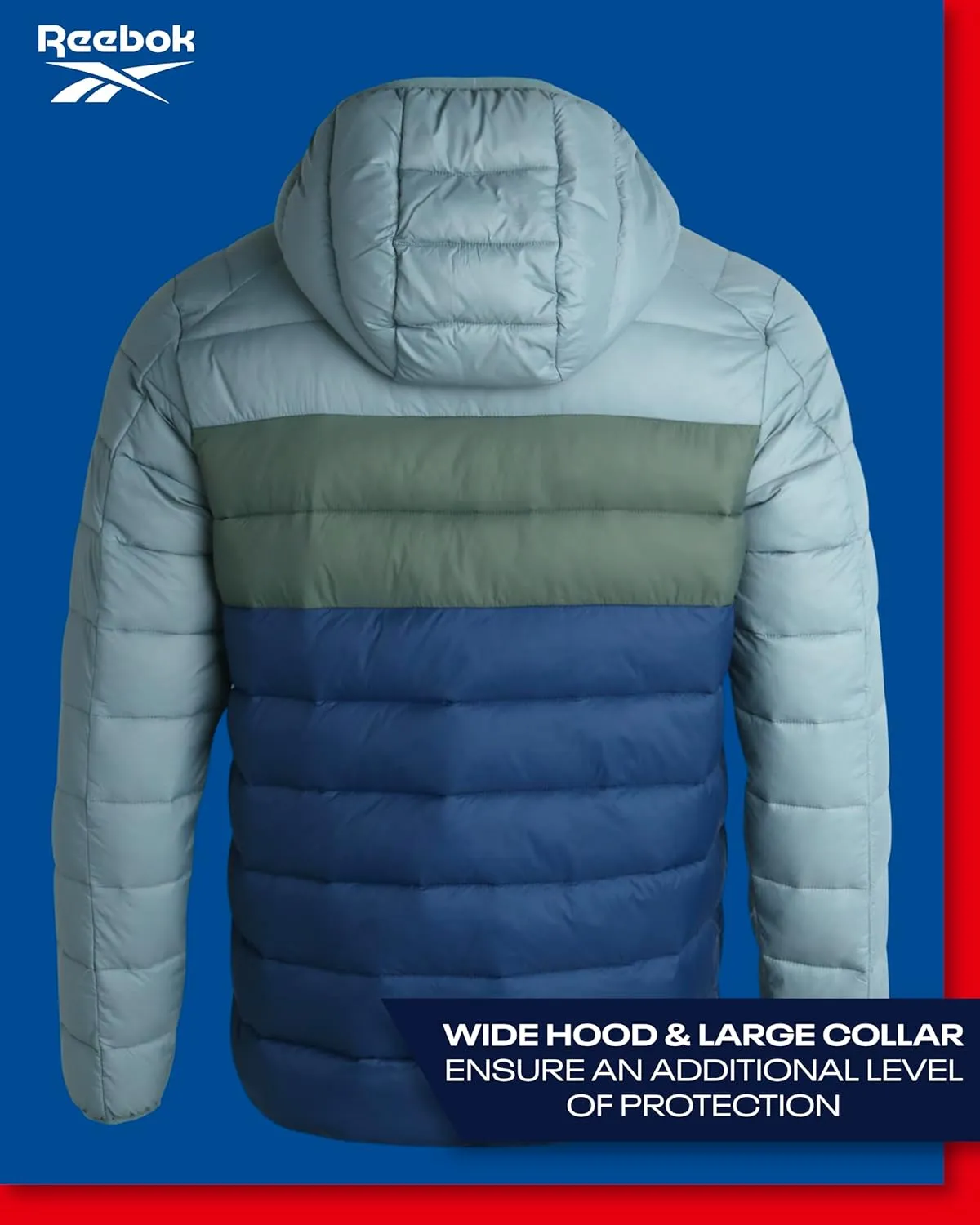 Reebok Men's Jacket  Lightweight Hooded Quilted Puffer Coat  Warm Insulated Winter Jacket for Men (S-4X)