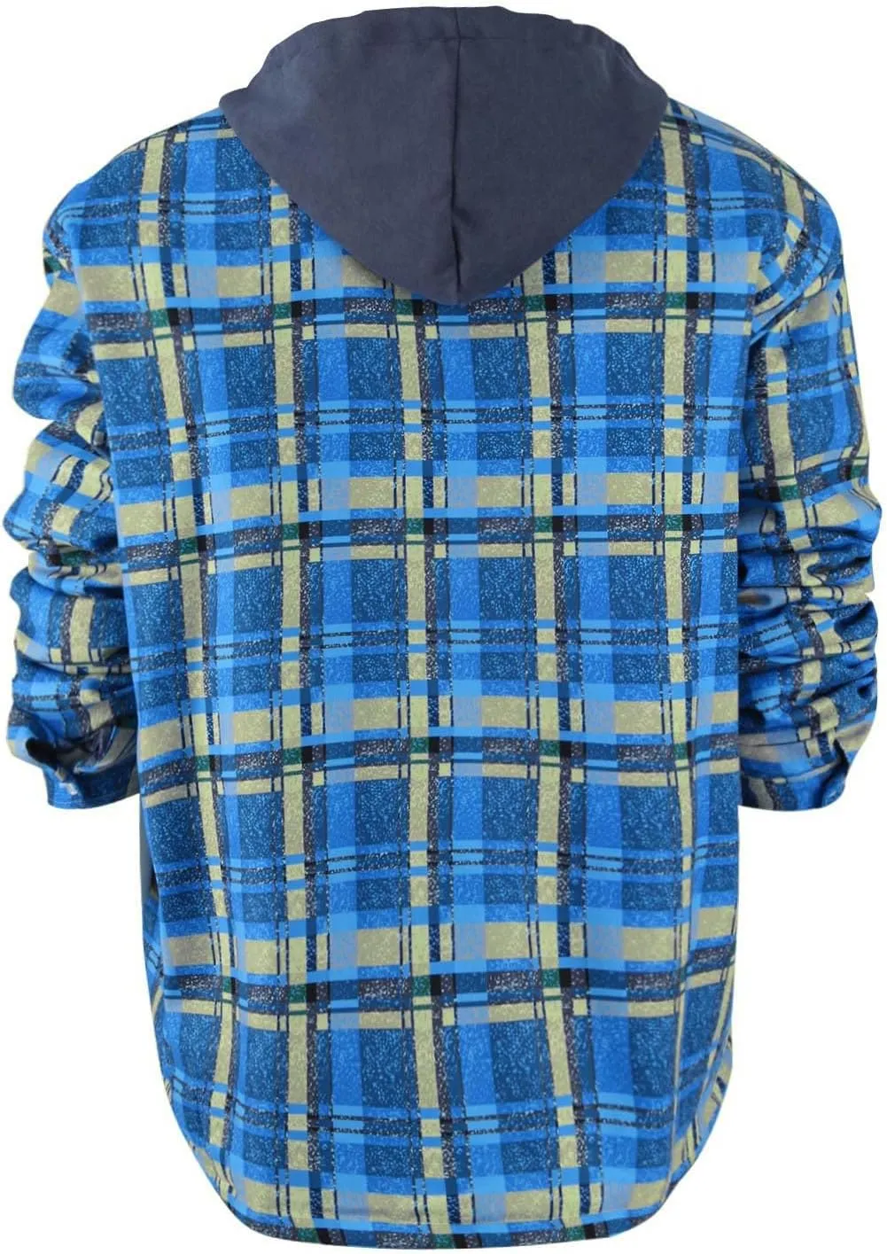 RTRDE Men's Button Down Long Sleeve Shirts Hooded Jacket Plaid Shirts Quilted Lined Fall Winter Coat Shirt, M-5XL