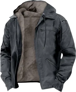 RTRDE Mens Winter Jacket Zip Up Sweatshirts Fleece Jackets Thick Sherpa Lined Hoodie Coats Outwear Jacket, S-8XL