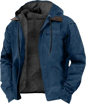 RTRDE Mens Winter Jacket Zip Up Sweatshirts Fleece Jackets Thick Sherpa Lined Hoodie Coats Outwear Jacket, S-8XL