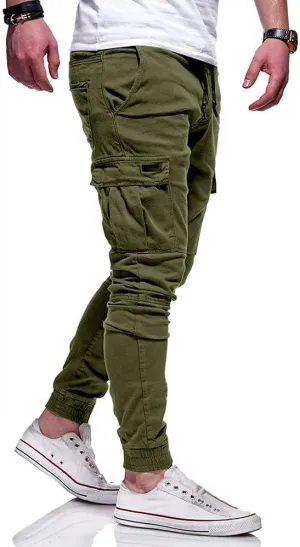 sdbrld Cargo Pants For Men Men's Outdoor Hiking Joggers Fashion Solid Drawstring Recreation Fitness Cargo Pants with Pocket