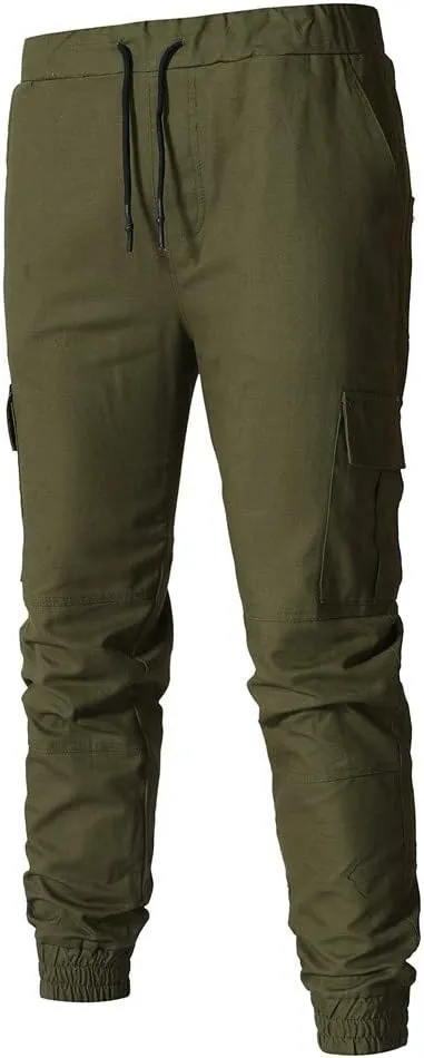 sdbrld Cargo Pants For Men Men's Outdoor Hiking Joggers Fashion Solid Drawstring Recreation Fitness Cargo Pants with Pocket
