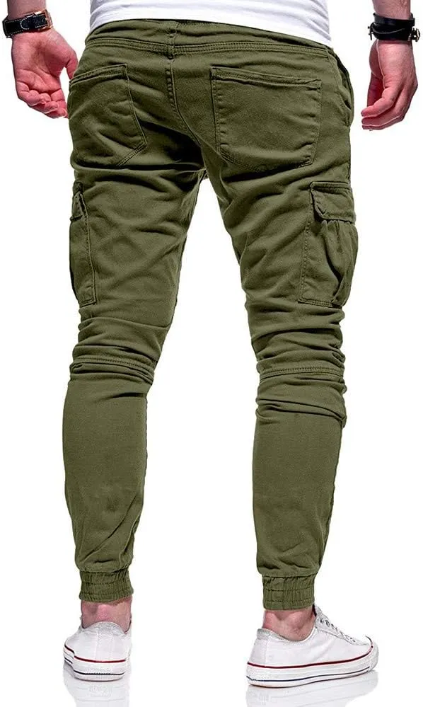 sdbrld Cargo Pants For Men Men's Outdoor Hiking Joggers Fashion Solid Drawstring Recreation Fitness Cargo Pants with Pocket