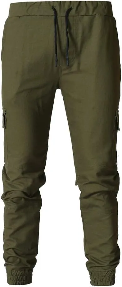 sdbrld Cargo Pants For Men Men's Outdoor Hiking Joggers Fashion Solid Drawstring Recreation Fitness Cargo Pants with Pocket