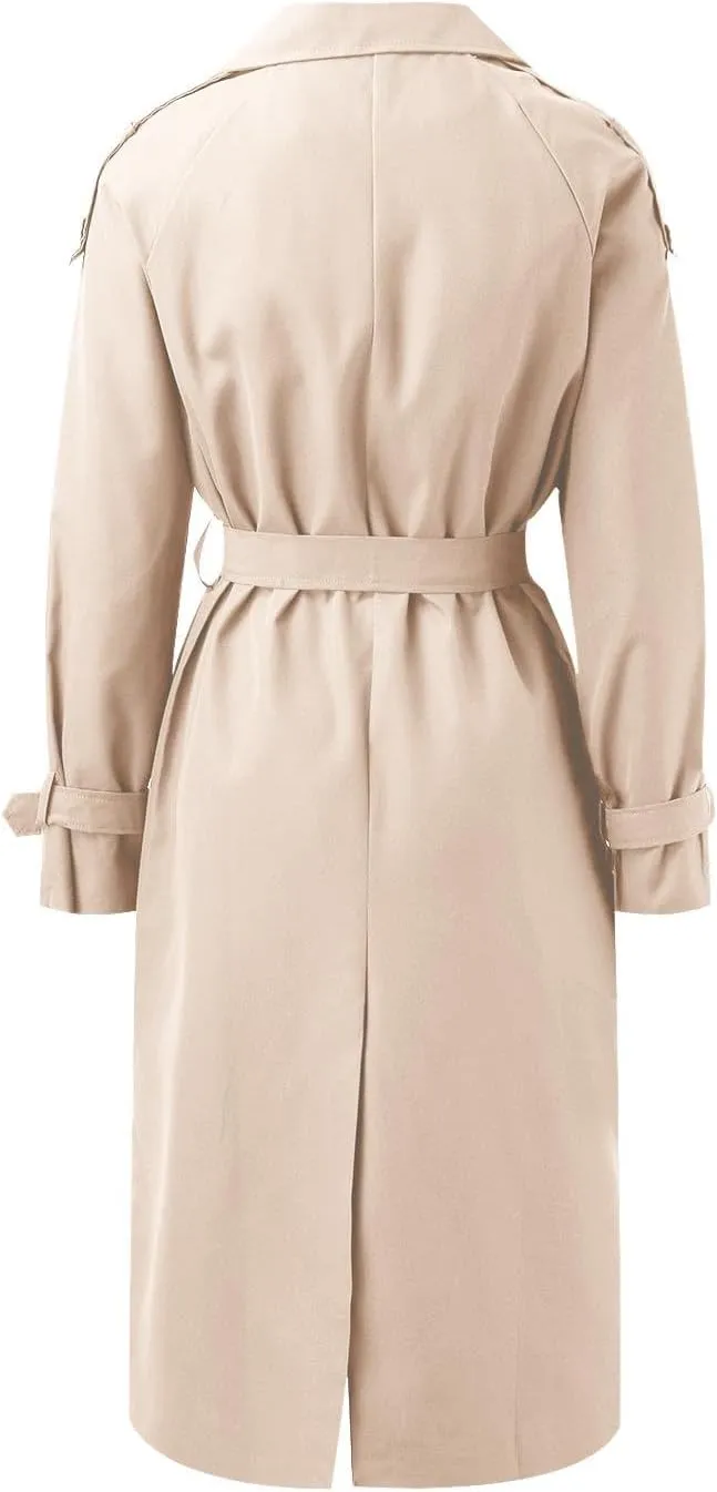 sdbrld Womens Trench Coat Plus Size Long Sleeve Fall Fashion 2024 Cardigan Classic Lapel Overcoat Ladies Casual Collar Jacket