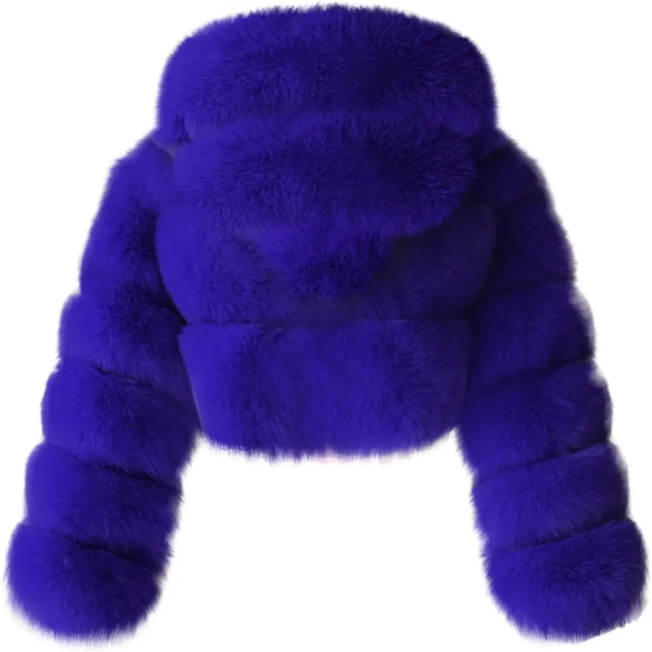 SEAOPEN Faux Fur Coats for Women Crop Hooded Warm Jackets Fashion Splicing Long Sleeve Jacket Winter Shaggy Outerwears