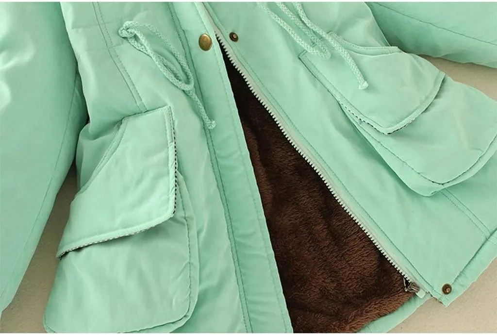 SGASY Women's Winter Coats Fleece Lined Zip Up Jacket Long Winter Warm Fuzzy Coat Windproof Hoodie Outwear with Pockets
