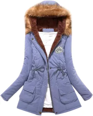 SGASY Women's Winter Coats Fleece Lined Zip Up Jacket Long Winter Warm Fuzzy Coat Windproof Hoodie Outwear with Pockets