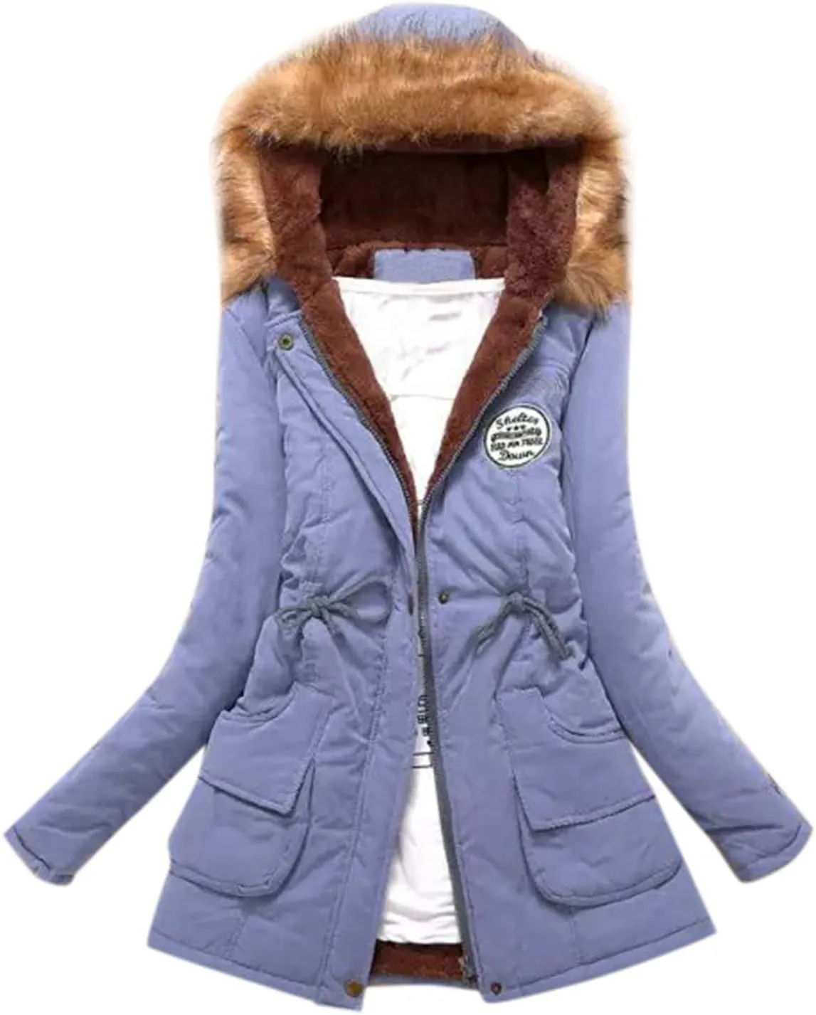 SGASY Women's Winter Coats Fleece Lined Zip Up Jacket Long Winter Warm Fuzzy Coat Windproof Hoodie Outwear with Pockets