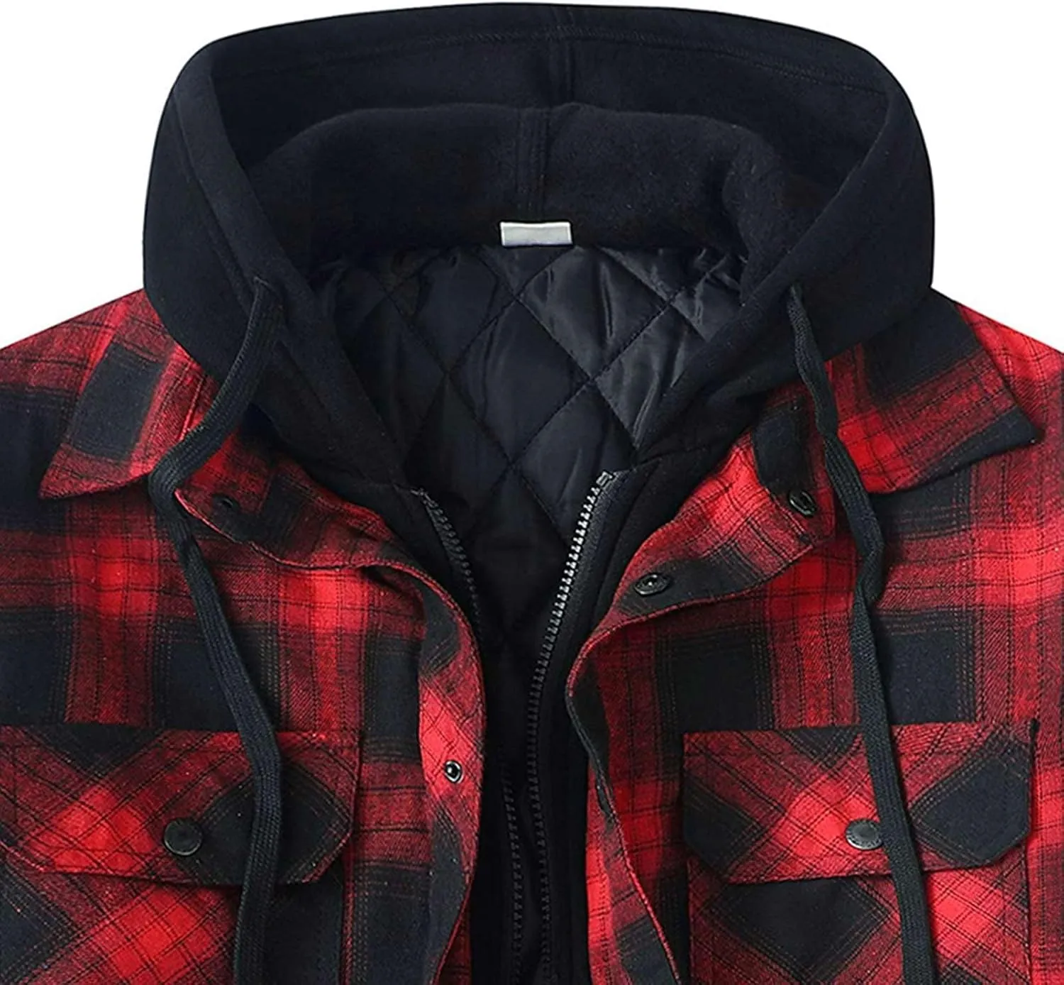 SHAOBGE Mens Fleece Lined Flannel Plaid Shirts Jacket Button Down Sherpa Jackets with Hood Long Sleeve Winter Hooded Coats