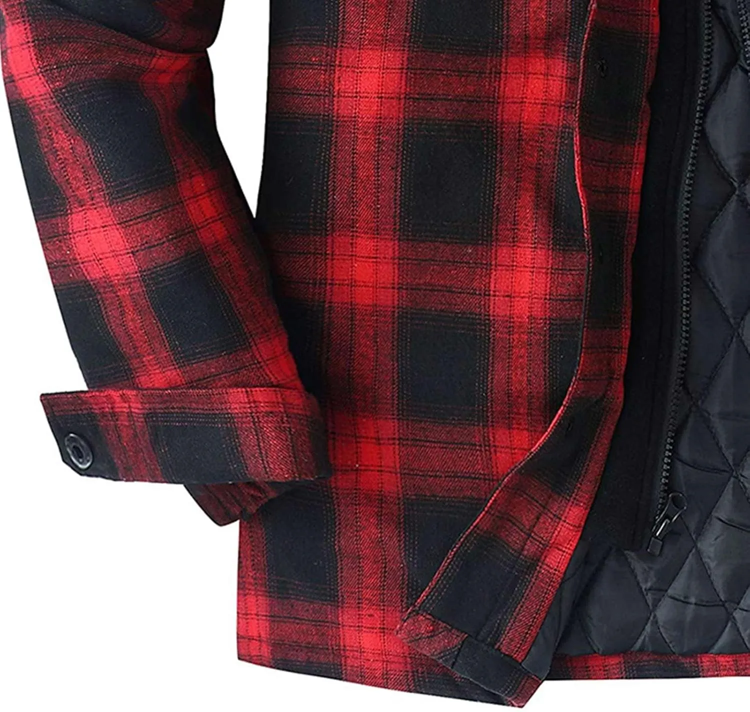 SHAOBGE Mens Fleece Lined Flannel Plaid Shirts Jacket Button Down Sherpa Jackets with Hood Long Sleeve Winter Hooded Coats