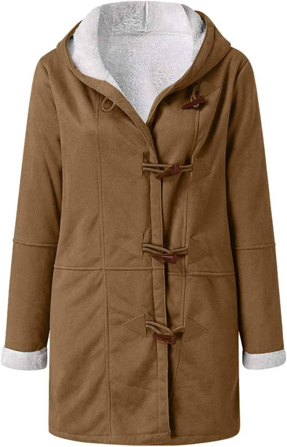 SHAOBGE Womens Plus Size Winter Coats Warm Sherpa Fleece Lined Jackets Hooded Parka Faux Suede Pea Coat Outerwear 2024
