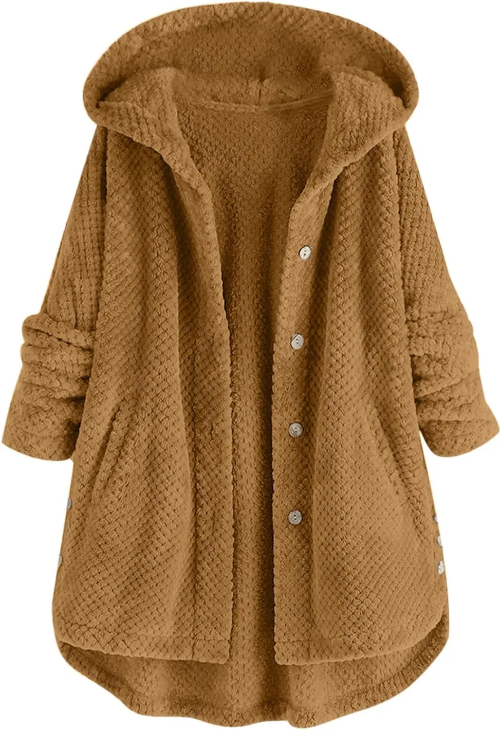 Sherps Jacket for Women Winter Plus Size Cute Button Down Hooded Tops Teddy Coat Outerwear Fuzzy Jackets Warm Teddy