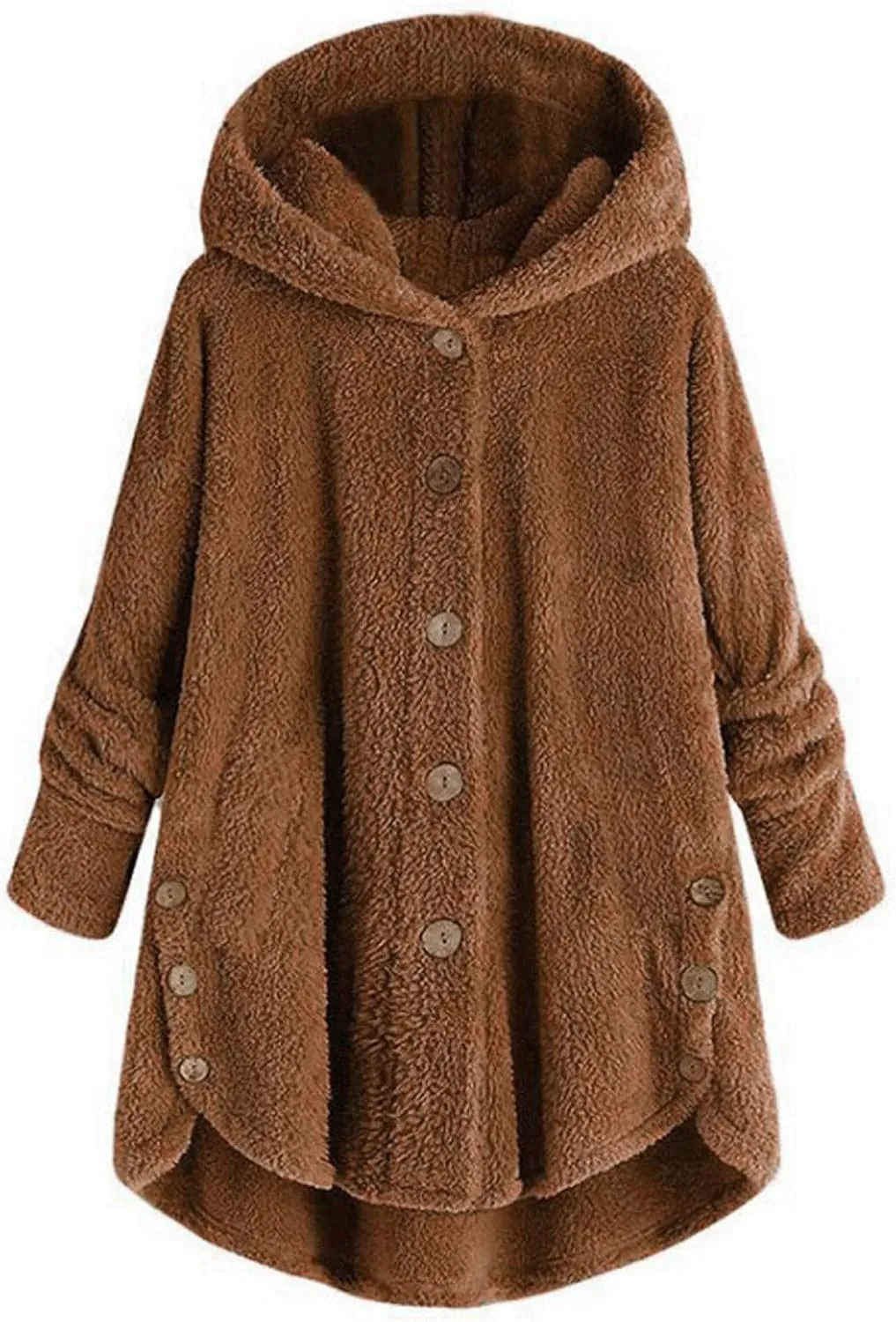Sherps Jacket for Women Winter Plus Size Cute Button Down Hooded Tops Teddy Coat Outerwear Fuzzy Jackets Warm Teddy