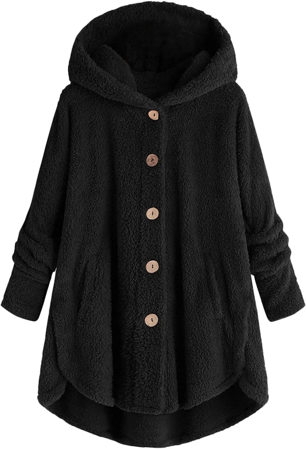 Sherps Jacket for Women Winter Plus Size Cute Button Down Hooded Tops Teddy Coat Outerwear Fuzzy Jackets Warm Teddy
