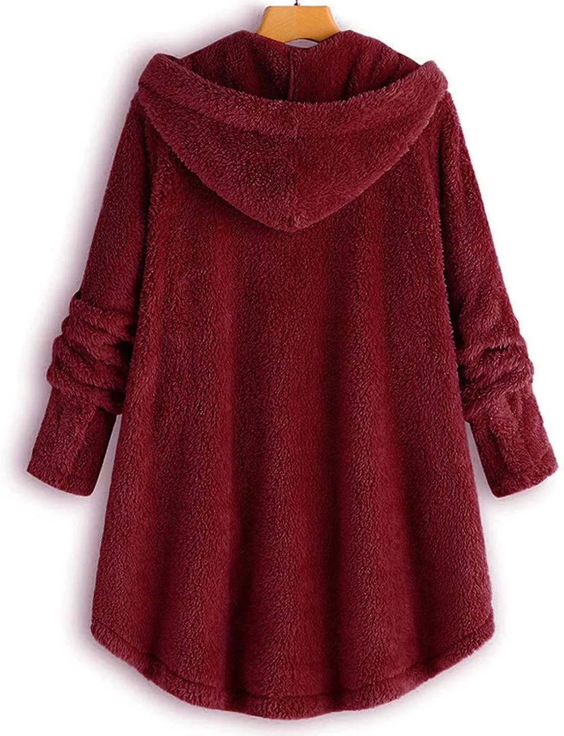Sherps Jacket for Women Winter Plus Size Cute Button Down Hooded Tops Teddy Coat Outerwear Fuzzy Jackets Warm Teddy