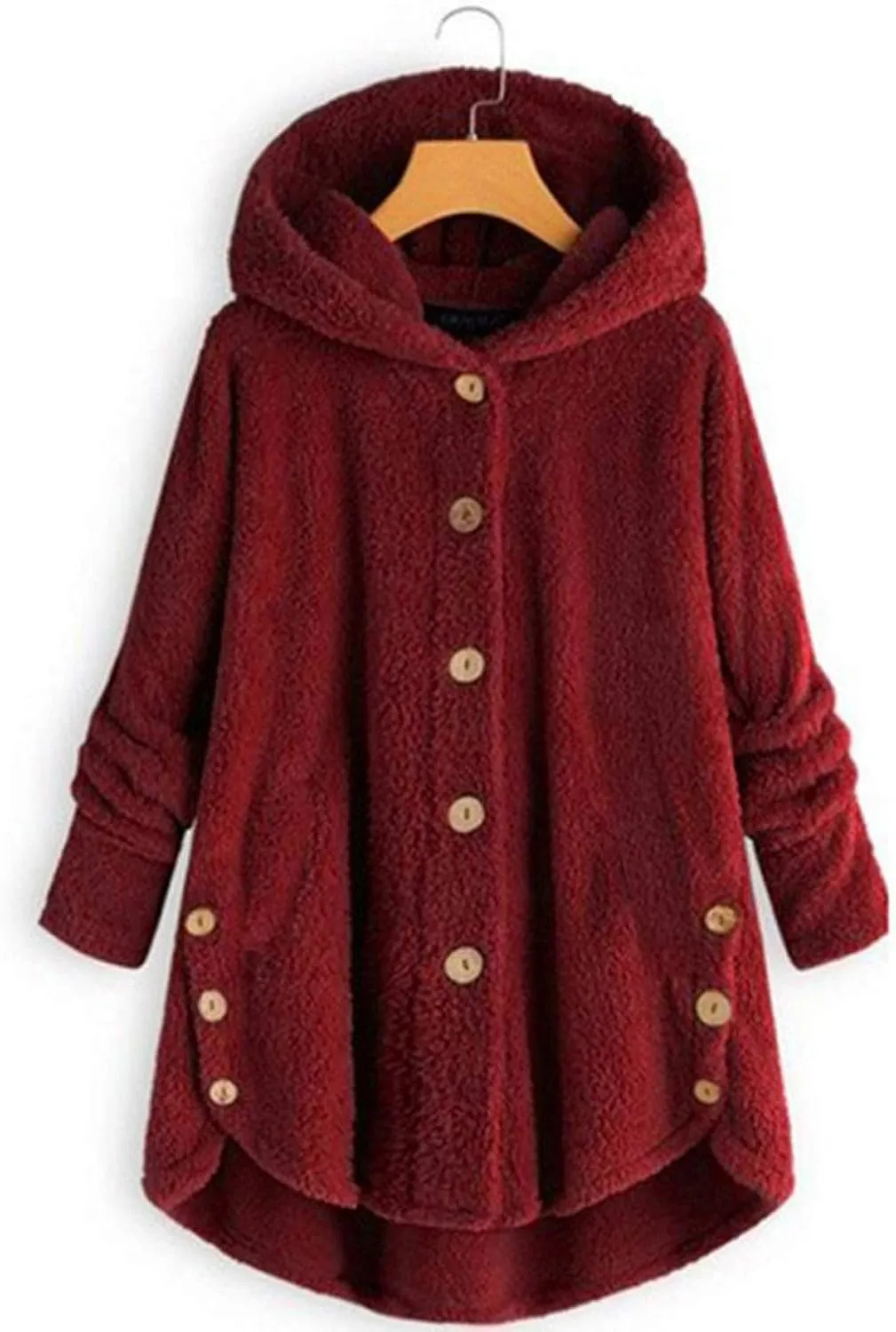 Sherps Jacket for Women Winter Plus Size Cute Button Down Hooded Tops Teddy Coat Outerwear Fuzzy Jackets Warm Teddy